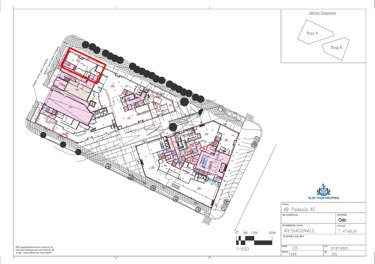 Plantegning over 1. etasje i Dronning Eufemias gate 11. Lokalet er det røde markerte området.