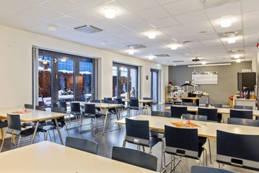Det er kantine i bygget