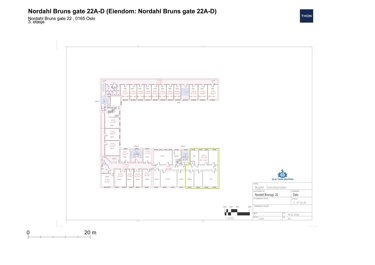 Plantegning for 3. etasje i Nordahl Bruns gate 22.