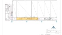 Planløsning for kontordel arealnr 1303 og 1304 er merket i gult