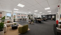Bildet er illustrert ved hjelp av AI for å vise en mulig møbleringsløsning og hvordan lokalet kan innredes.