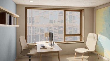 Lyse og funksjonelle lokaler som legger til rette for gode pasientmøter og en effektiv arbeidshverdag i et sterkt helsefaglig miljø.
