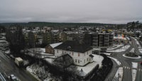 Frustuvegen 1 sett ovenfra, en representativ eiendom med romslige utearealer og attraktiv plassering i Elverum sentrum