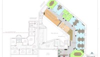 Forslag til planløsning med 18-22 arbeidsplasser.