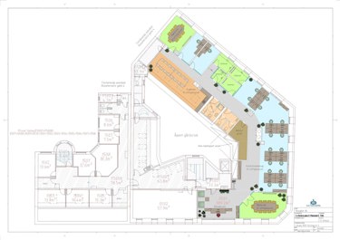 Forslag til planløsning med 18-22 arbeidsplasser.