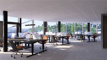 3D illustrasjonen viser forslag til møblering