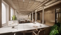 I kontoretasjene finner man høy detaljeringsgrad og gode kvaliteter på materialet, 3D-dimensjonalitet og skreddersøm kjennetegner interiøret.