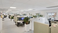 Romslig kontorlandskap med gode arbeidsforhold og naturlige soner